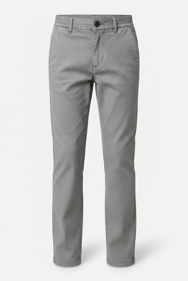 Pantalon Chino Gris Coton Droit Basique Enfant - vue 3