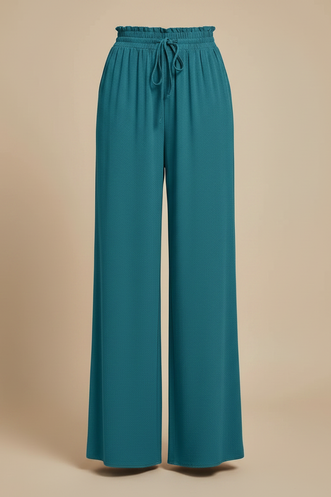 Pantalon Chino Femme Fluide Ample Taille Haute Bleu Canard - Viscose - vue 3