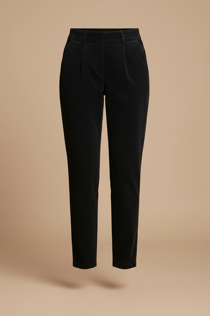 Pantalon Chino Noir Côtelé Coupe Droite Femme - Cordé - vue 3