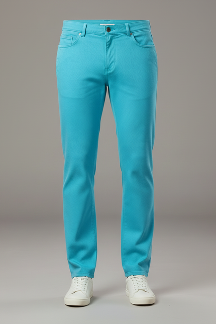 Pantalon Chino Bleu Ciel Coton Stretch Slim Homme - vue 3