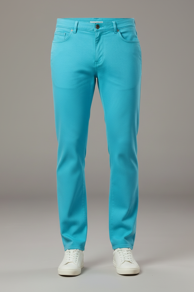 Pantalon Chino Bleu Ciel Coton Stretch Slim Homme - vue 3