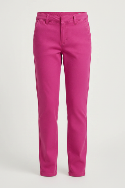 Pantalon Chino Fuchsia Coton Slim Fille Uni - Rose - vue 3