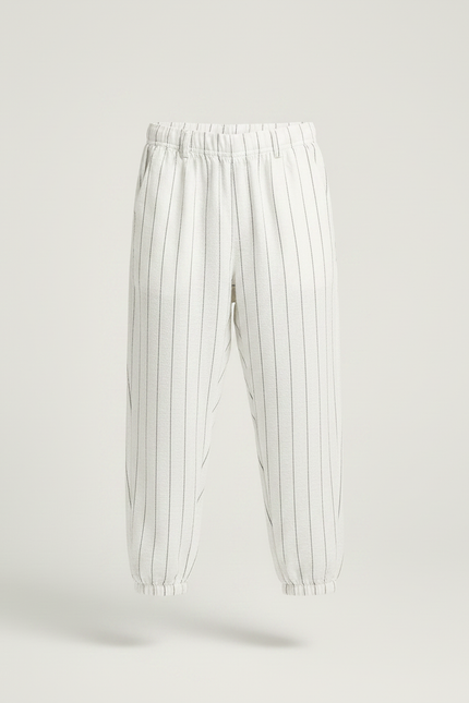 Pantalon Chino Rayé Blanc Ample Coton Enfant - vue 3