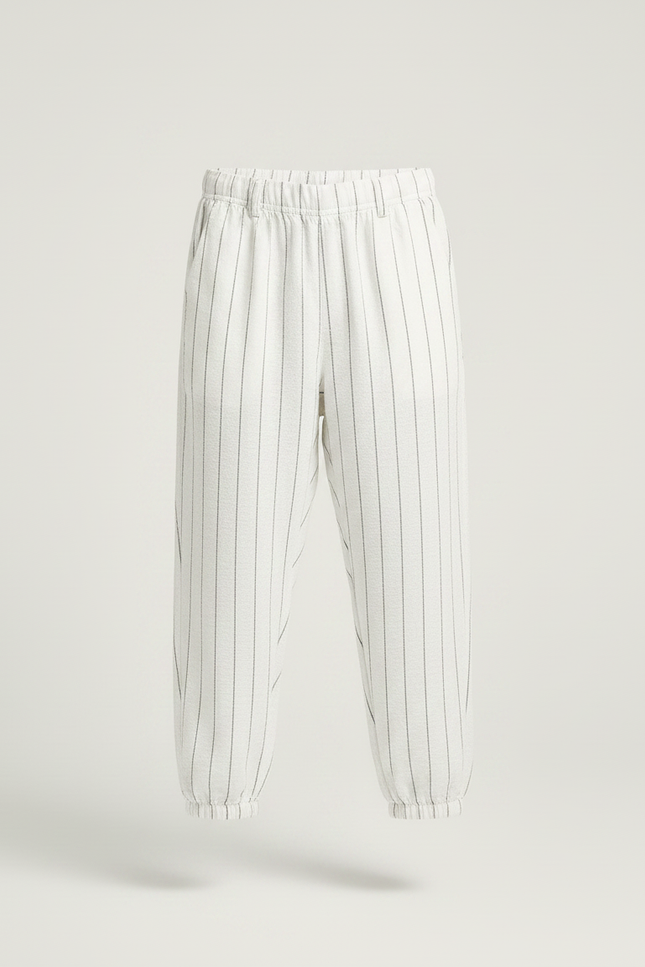 Pantalon Chino Rayé Blanc Ample Coton Enfant - vue 3