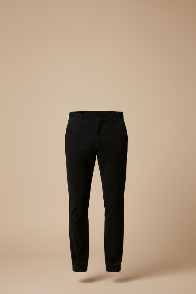 Pantalon Chino Noir Côtelé Droit Élégant Homme - Cordé - vue 3