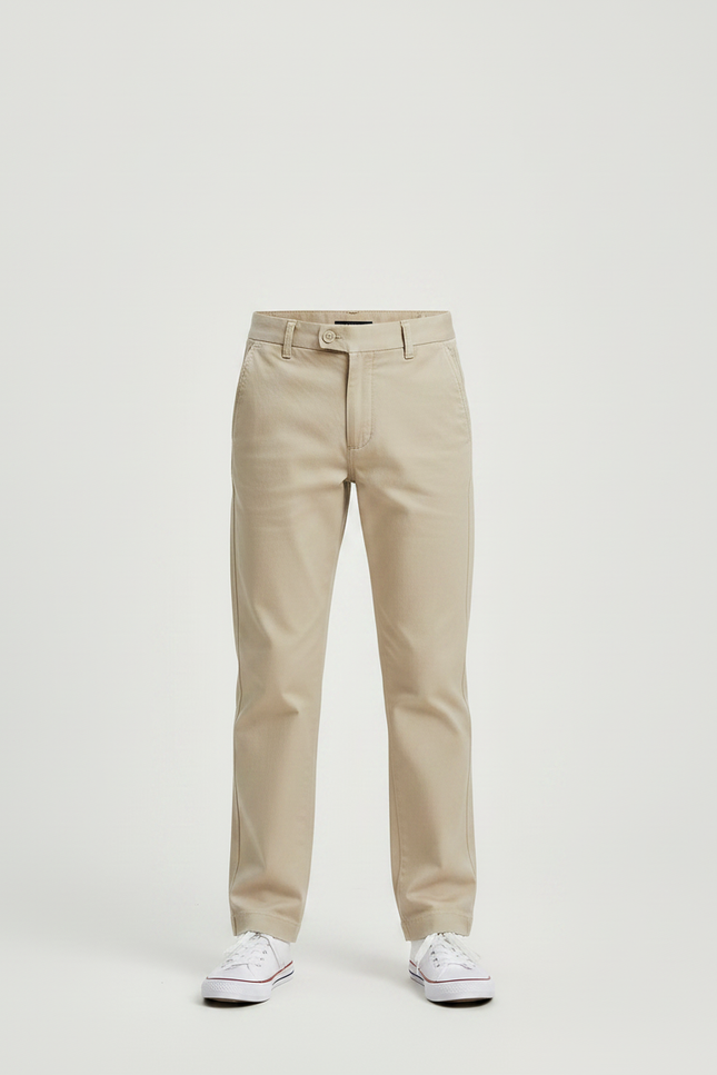 Pantalon Chino Beige Garçon Coton Décontracté Droit - vue 3