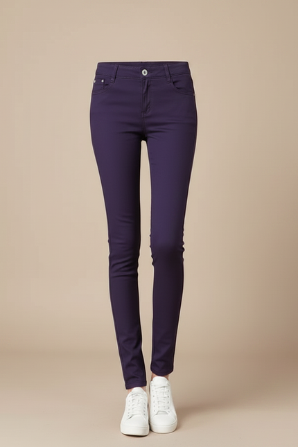 Pantalon Chino Femme Violet Skinny Confort Stretch - Coton - vue 3