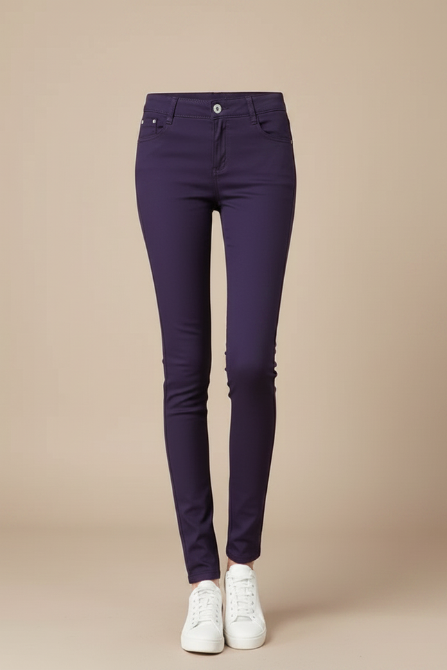 Pantalon Chino Femme Violet Skinny Confort Stretch - Coton - vue 3
