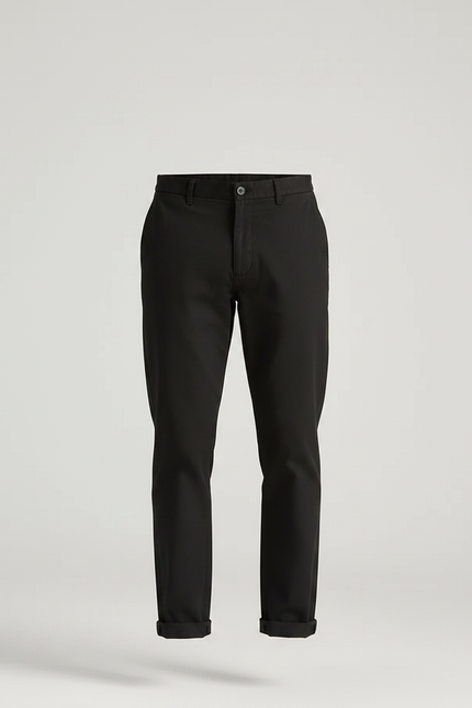 Pantalon Chino Noir Coton Décontracté Droit Homme - vue 3