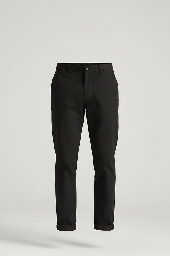Pantalon Chino Noir Coton Décontracté Droit Homme - vue 3