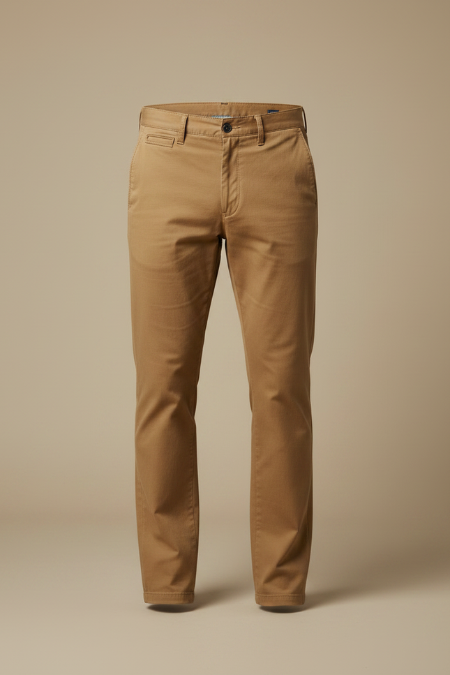 Pantalon Chino Marron Coton Droit Décontracté Homme - vue 3