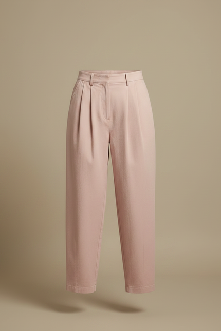 Pantalon Chino Rose Ample Taille Haute Décontracté - Gabardine - vue 3