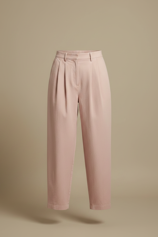 Pantalon Chino Rose Ample Taille Haute Décontracté - Gabardine - vue 3