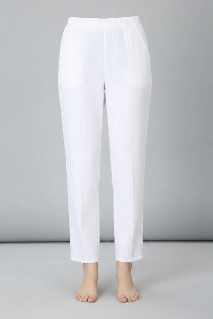 Pantalon Chino Blanc Droit Décontracté Coton Femme - vue 3