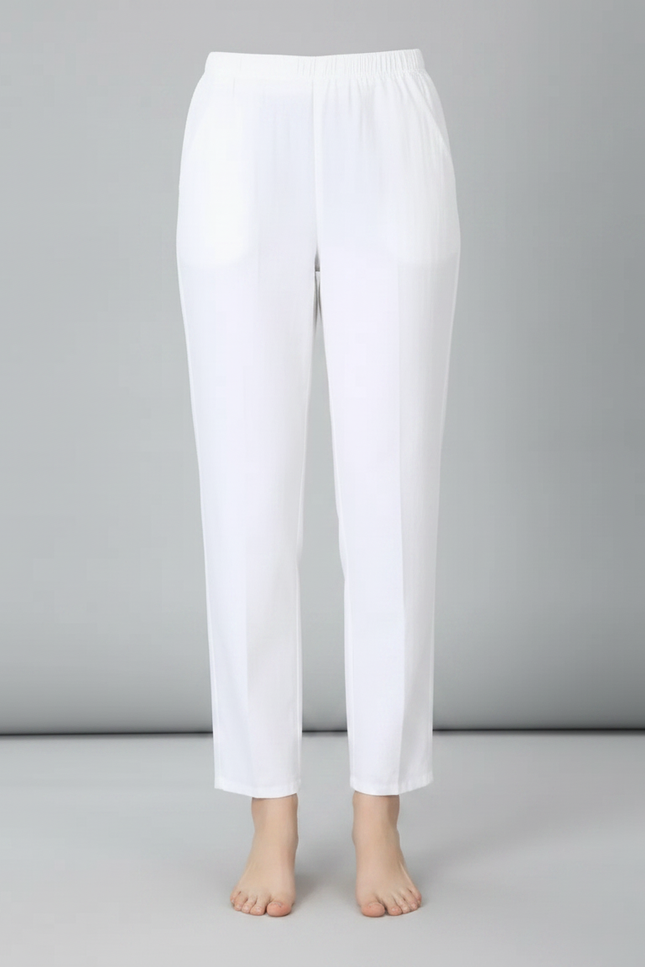 Pantalon Chino Blanc Droit Décontracté Coton Femme - vue 3