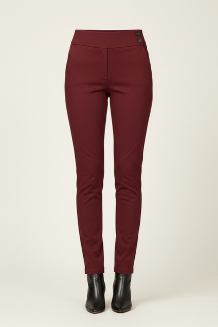 Pantalon Chino Bordeaux Stretch Taille Haute Femme - Gabardine - vue 3