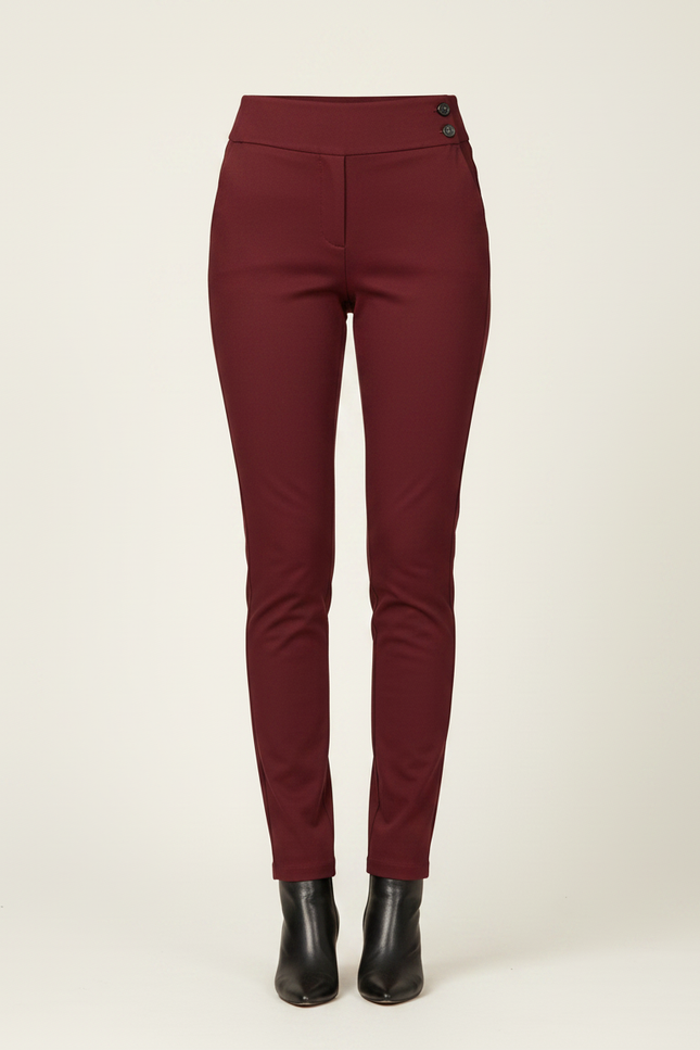 Pantalon Chino Bordeaux Stretch Taille Haute Femme - Gabardine - vue 3