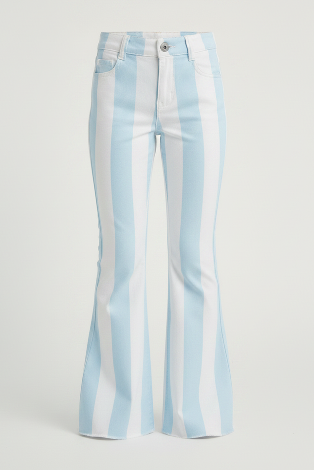 Pantalon Chino Rayé Bleu Blanc Évasé Enfant - Multicolore Coton - vue 3