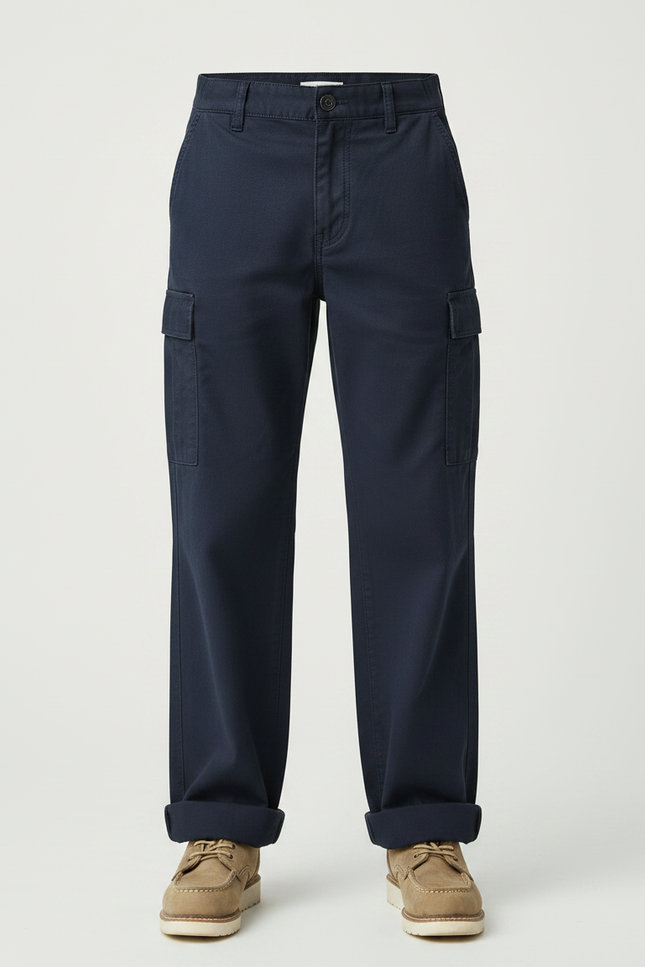 Pantalon Chino Marine Coton Ample Garçon Décontracté - vue 3