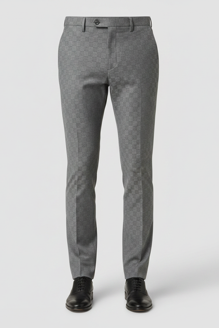 Pantalon Chino Homme Gris Tapered Coton Habillé - Laine - vue 3
