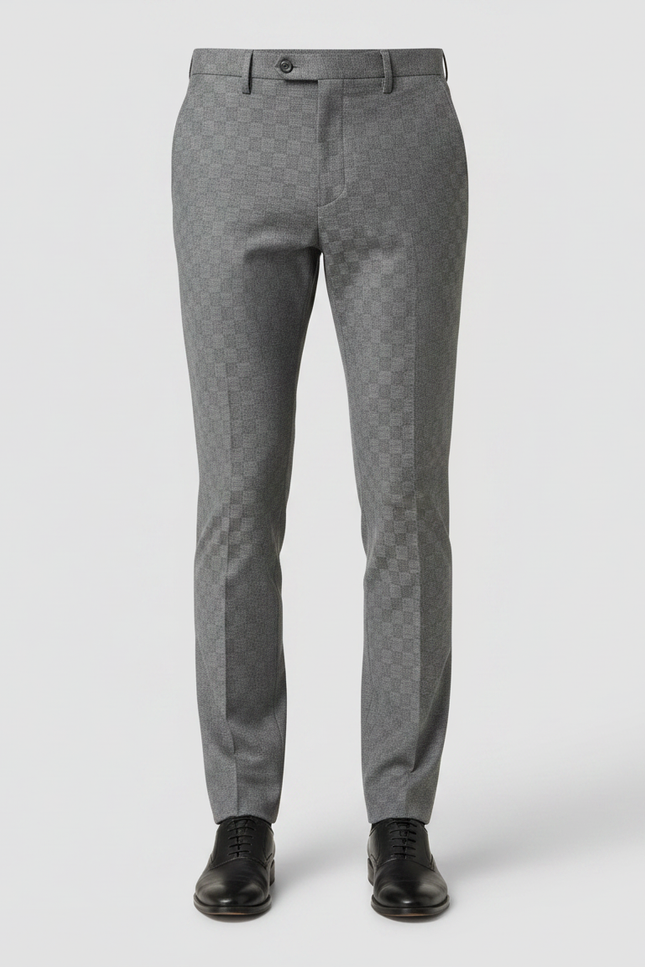 Pantalon Chino Homme Gris Tapered Coton Habillé - Laine - vue 3