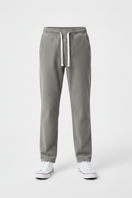 Pantalon Chino Garçon Gris Droit Velours Côtelé - Cordé - vue 3