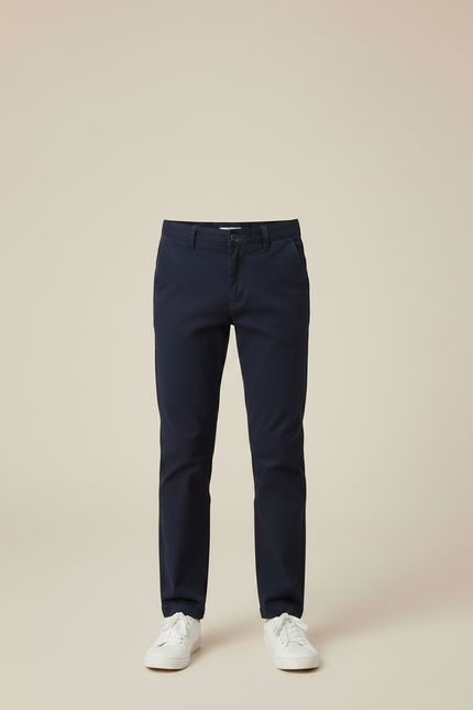 Pantalon Chino Bleu Marine Coton Coupe Droite Enfant - vue 3