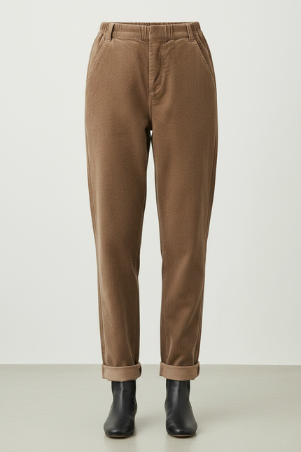 Pantalon Chino Femme Marron Tapered - Cordé - vue 3