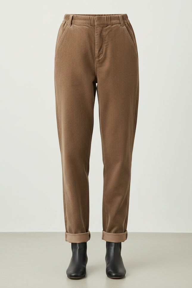 Pantalon Chino Femme Marron Tapered - Cordé - vue 3
