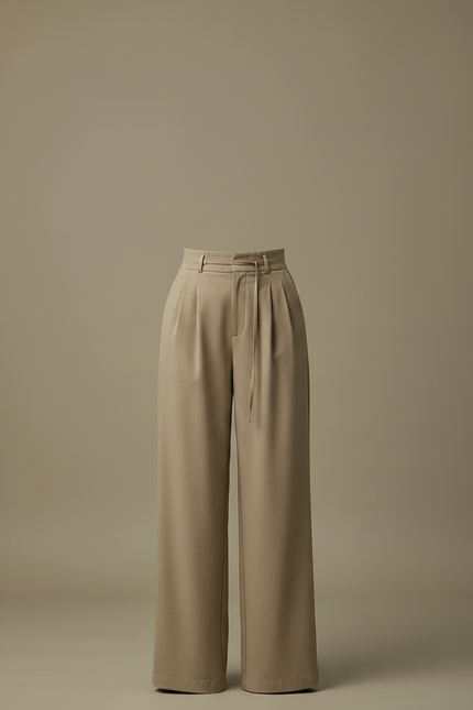 Pantalon Chino Femme Beige Fluide Taille Haute Décontracté - Gabardine - vue 3