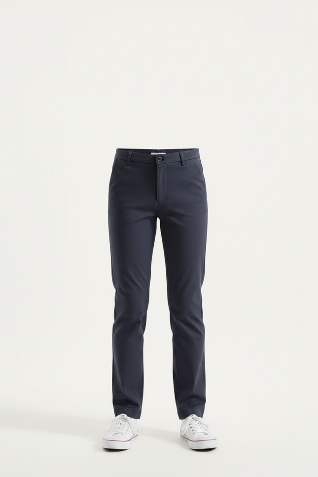 Pantalon Chino Bleu Marine Droit Décontracté Enfant - Gabardine - vue 3