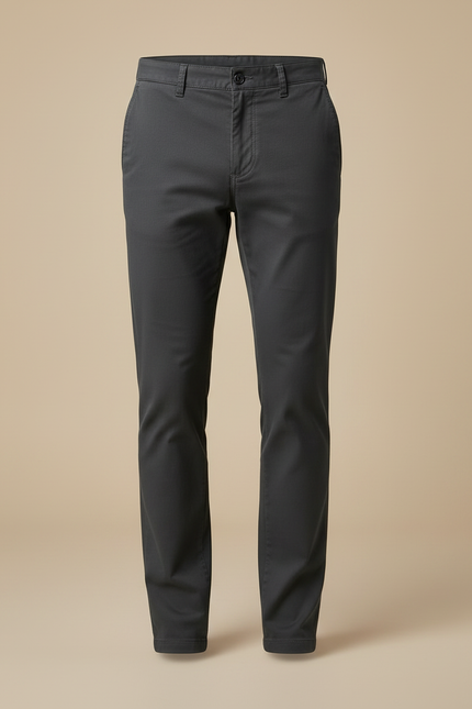 Pantalon Chino Gris Anthracite Slim Coton Élégant Homme - vue 3