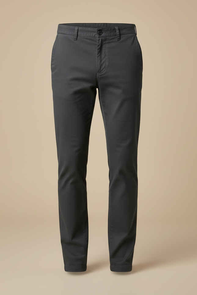 Pantalon Chino Gris Anthracite Slim Coton Élégant Homme - vue 3