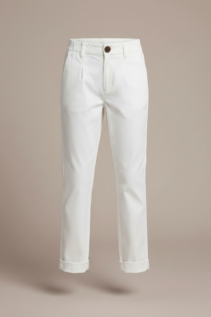 Pantalon Chino Junior - Blanc Gabardine - vue 3