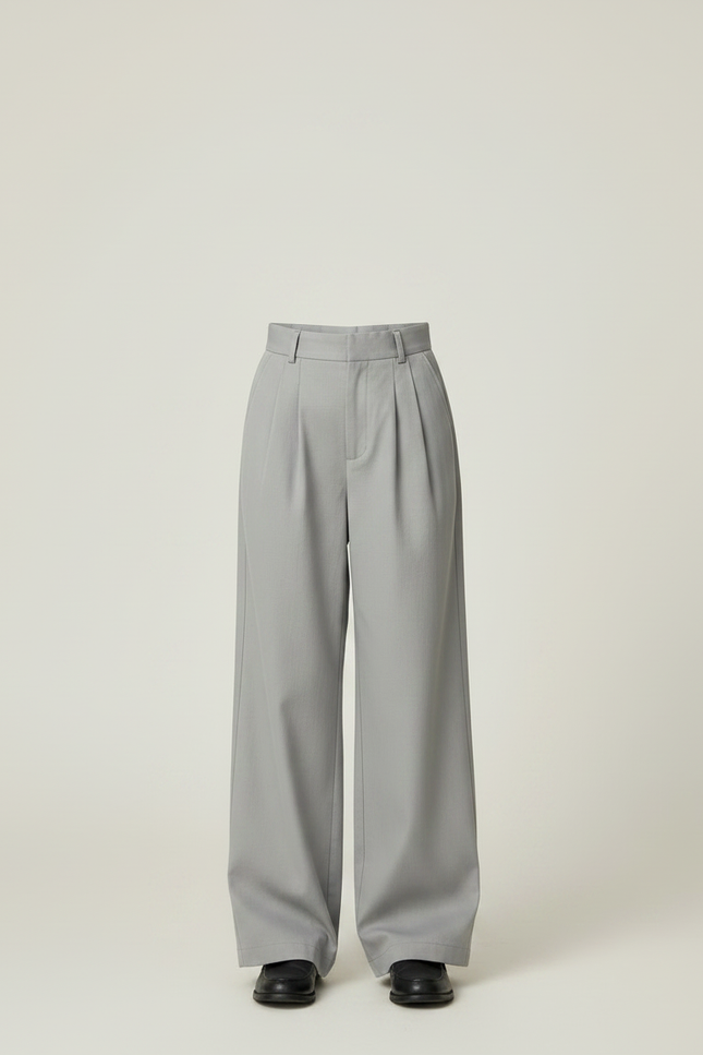 Pantalon Chino Gris Ample Plissé Décontracté Enfant - Gabardine - vue 3