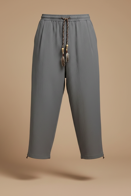 Pantalon Chino Gris Ample Léger Décontracté Homme - Lin - vue 3