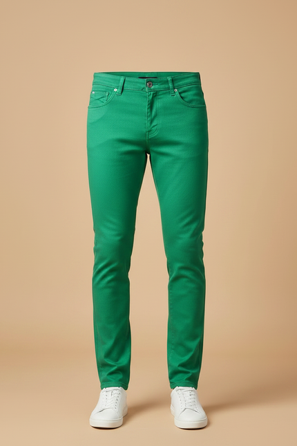 Pantalon Chino Vert Homme Slim Coton Décontracté - vue 3