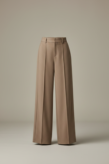 Pantalon Chino Beige Ample Plissé Chic Femme - Tweed - vue 3