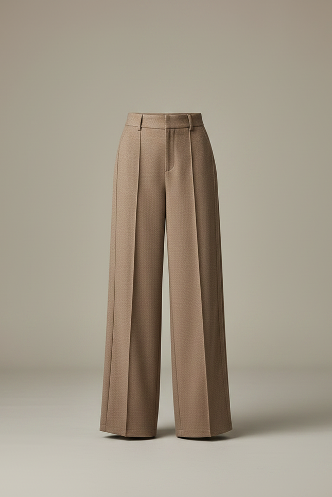 Pantalon Chino Beige Ample Plissé Chic Femme - Tweed - vue 3