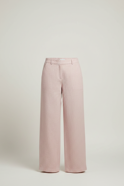 Pantalon Chino Rose Ample Lin Droit Décontracté Femme - vue 3