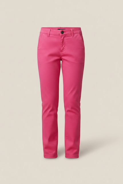Pantalon Chino Rose Vif Coton Slim Fille - vue 3