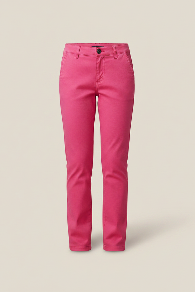 Pantalon Chino Rose Vif Coton Slim Fille - vue 3