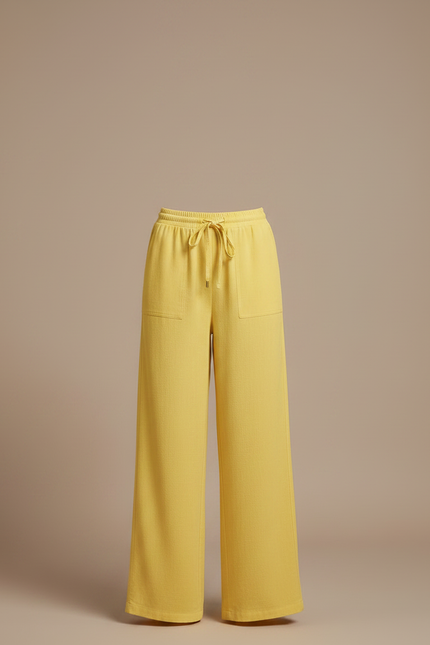 Pantalon Chino Jaune Ample Fluide Décontracté Femme - Lin - vue 3