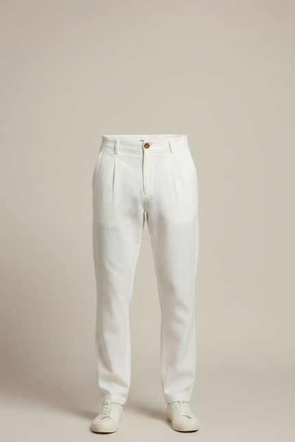 Pantalon Chino Homme Blanc Tapered - Lin - vue 3