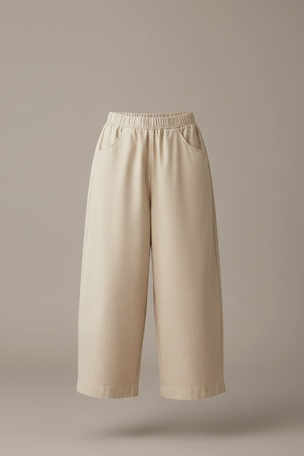 Pantalon Chino Beige Ample Coton Fille Décontracté - vue 3