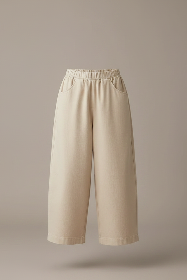 Pantalon Chino Beige Ample Coton Fille Décontracté - vue 3
