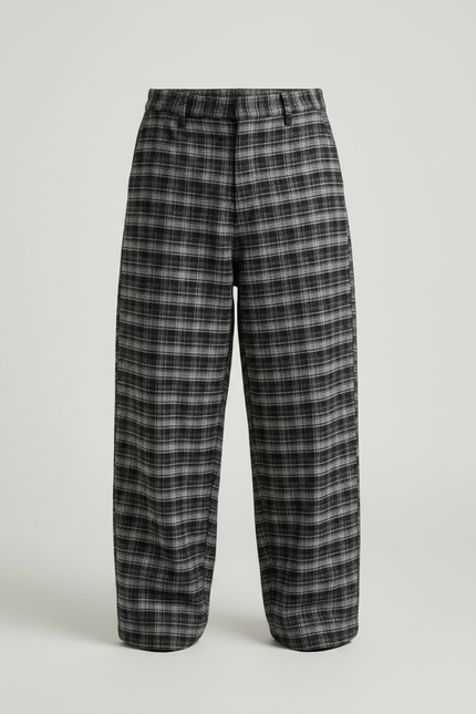 Pantalon Chino Carreaux Ample Chaud Garçon - Gris Tweed - vue 3