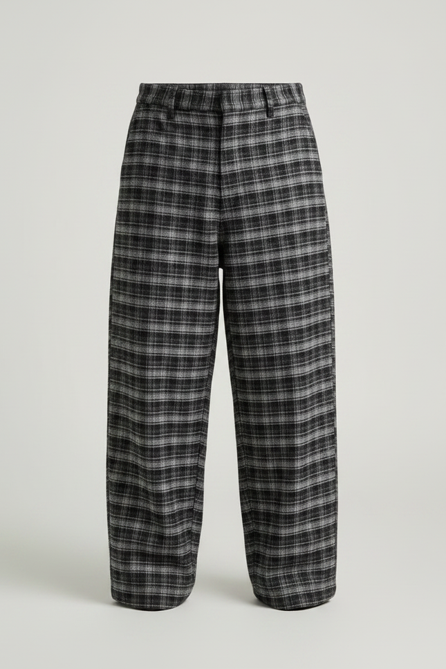 Pantalon Chino Carreaux Ample Chaud Garçon - Gris Tweed - vue 3