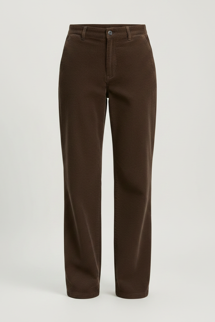 Pantalon Chino Marron Velours Côtelé Ample Femme - Cordé - vue 3