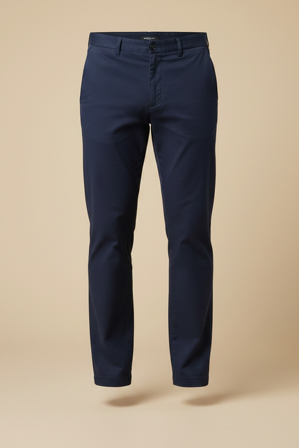 Pantalon Chino Bleu Marine Coupe Droite Coton Homme - vue 3